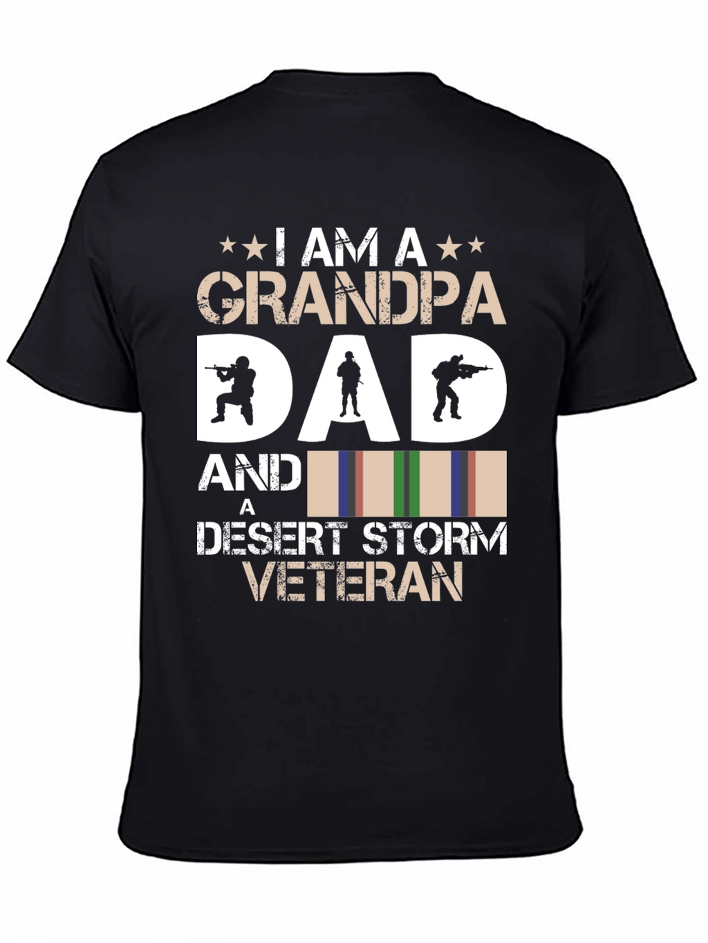 Grandpa Dad Desert Storm Veteran Black Graphic T-Shirt