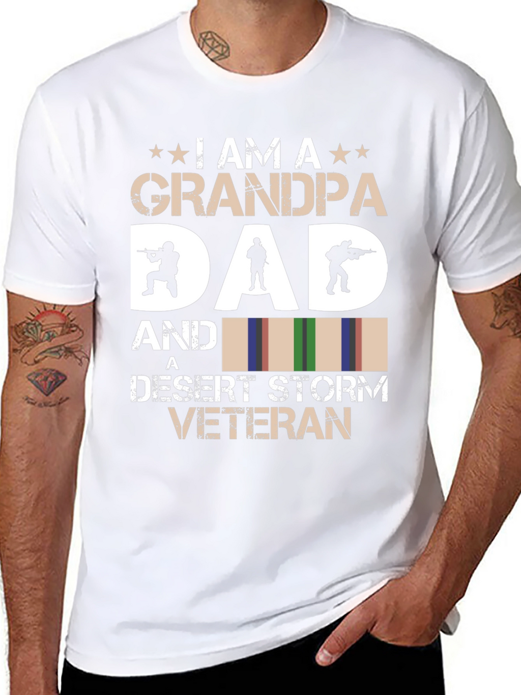 Grandpa Dad Desert Storm Veteran Black Graphic T-Shirt