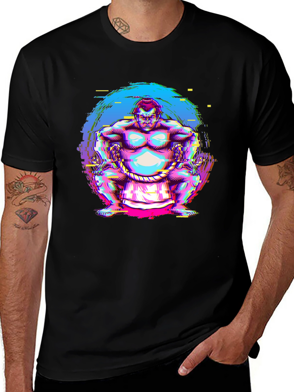 Sumo Wrestler Graphic Tee - Black