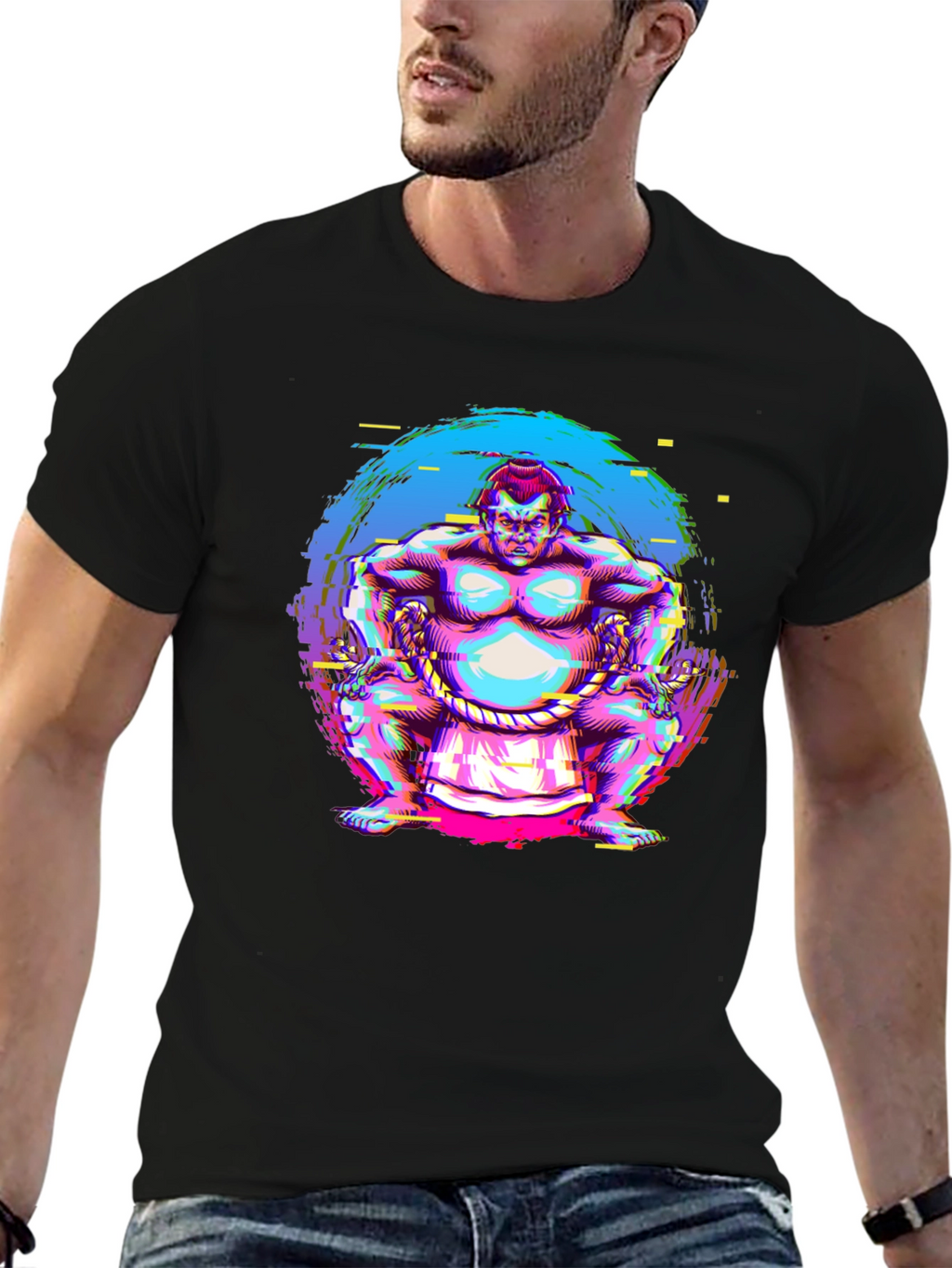 Sumo Wrestler Graphic Tee - Black