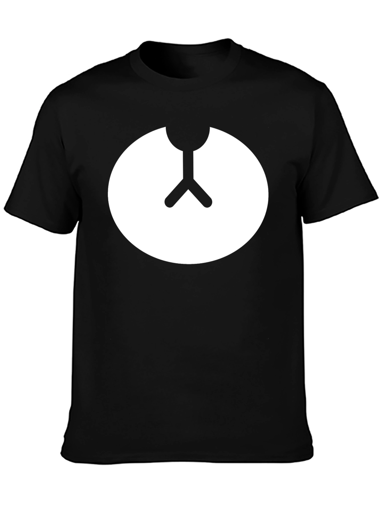 Minimalist Bear Symbol Black Crew Neck Tee