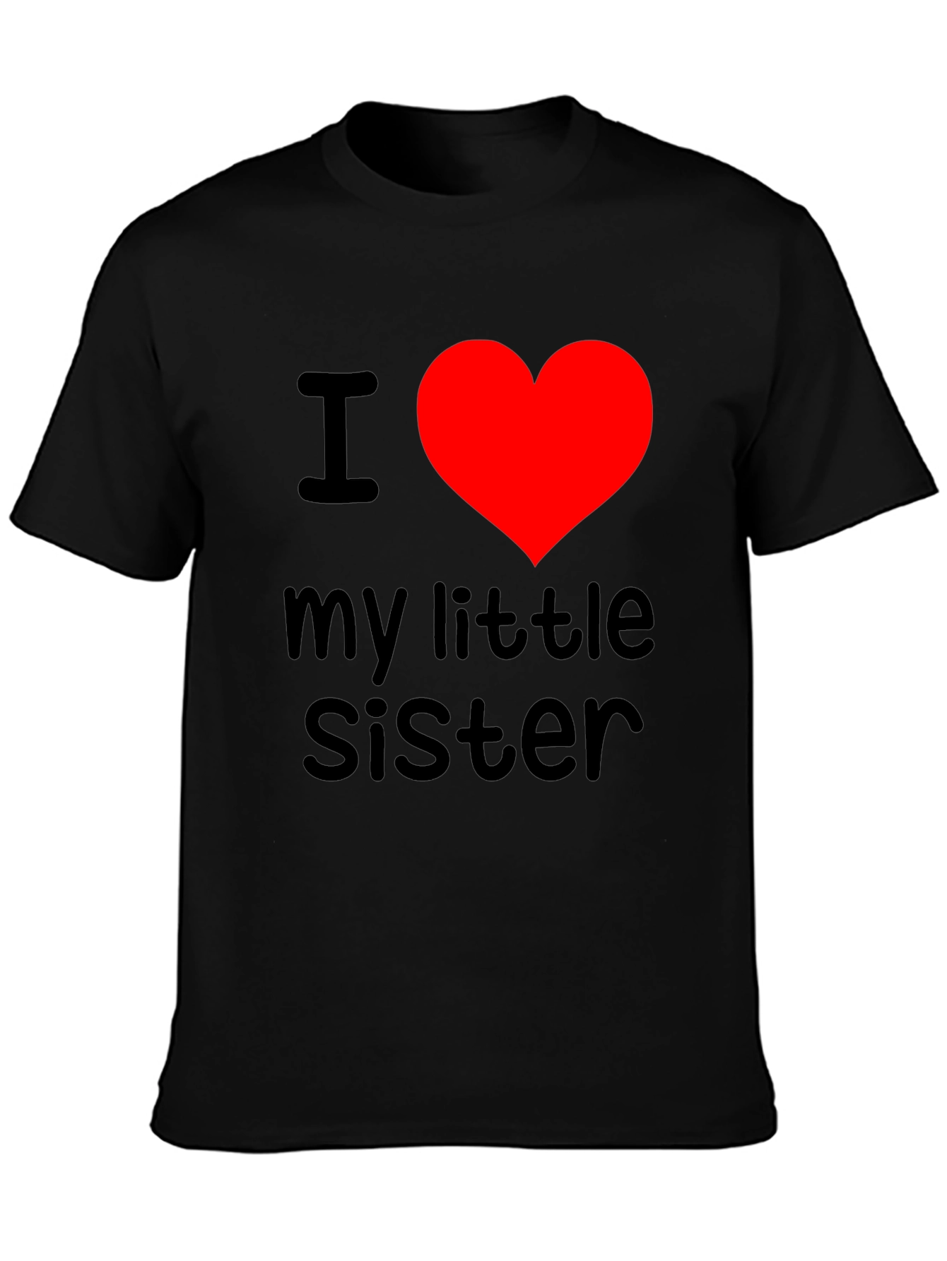 I Heart My Little Sister T-Shirt - Black