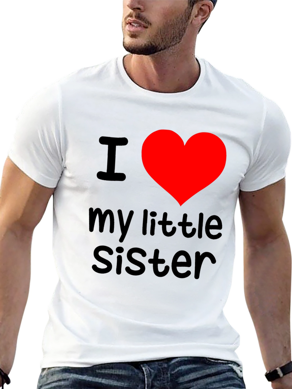 I Heart My Little Sister T-Shirt - Black