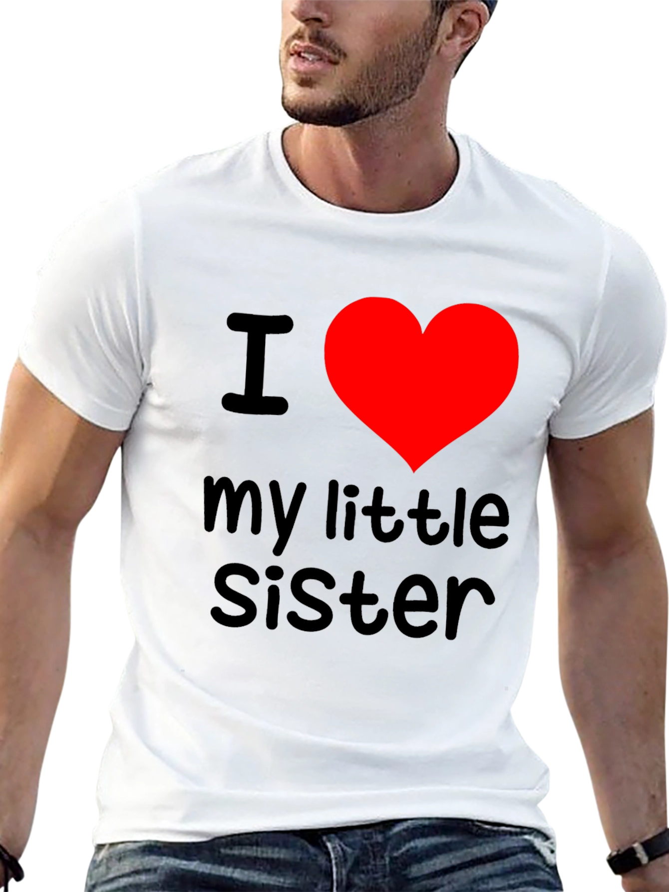 I Heart My Little Sister T-Shirt - Black