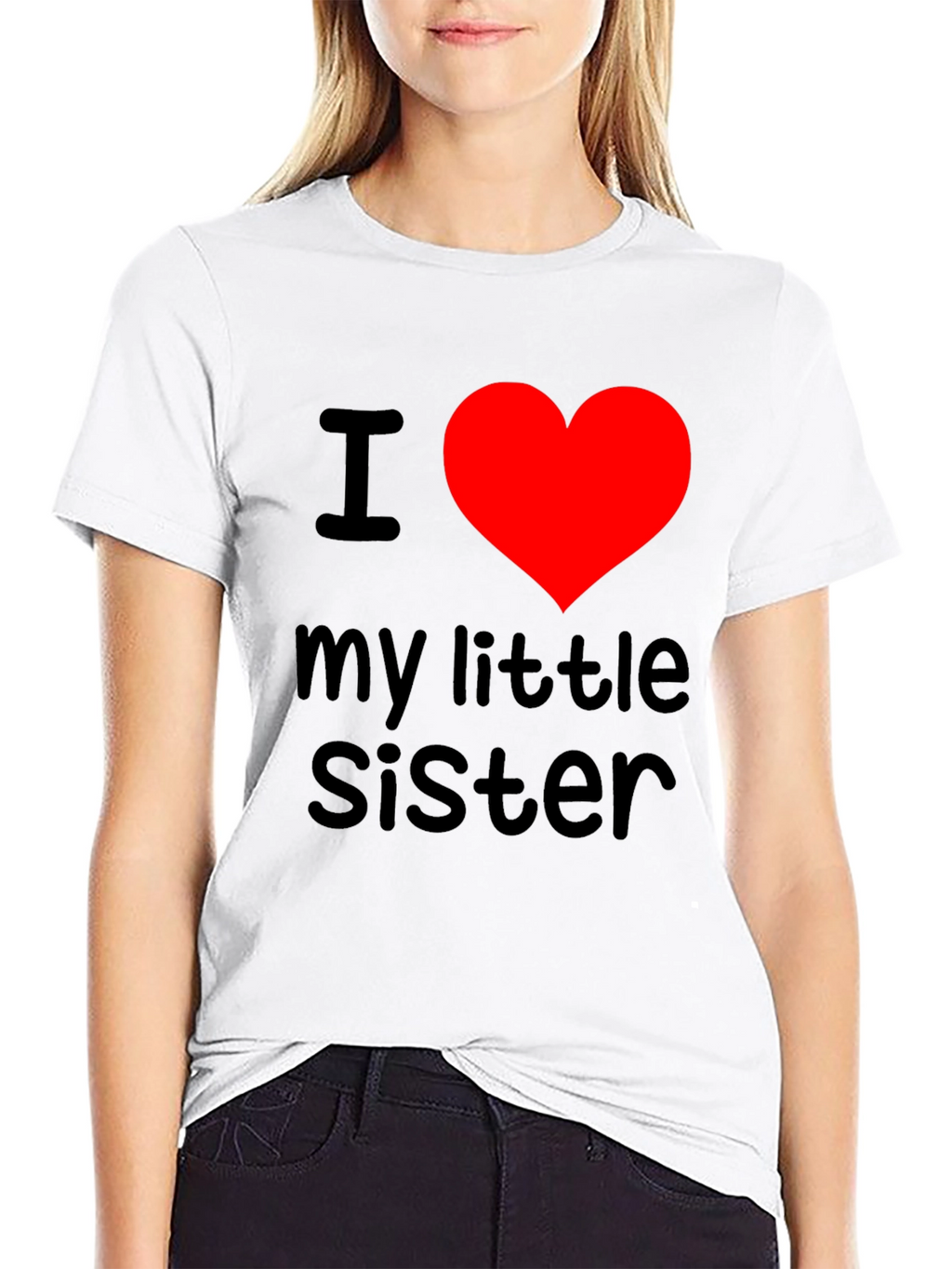 I Heart My Little Sister T-Shirt - Black