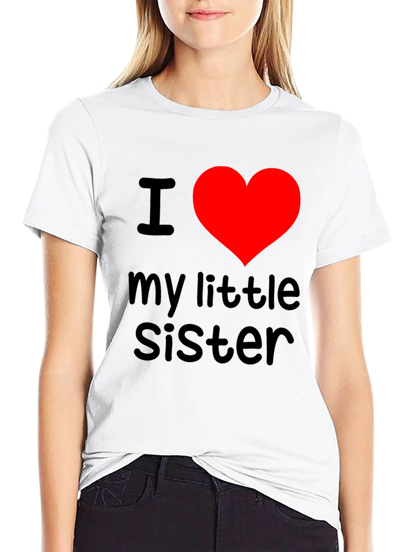 I Heart My Little Sister T-Shirt - Black