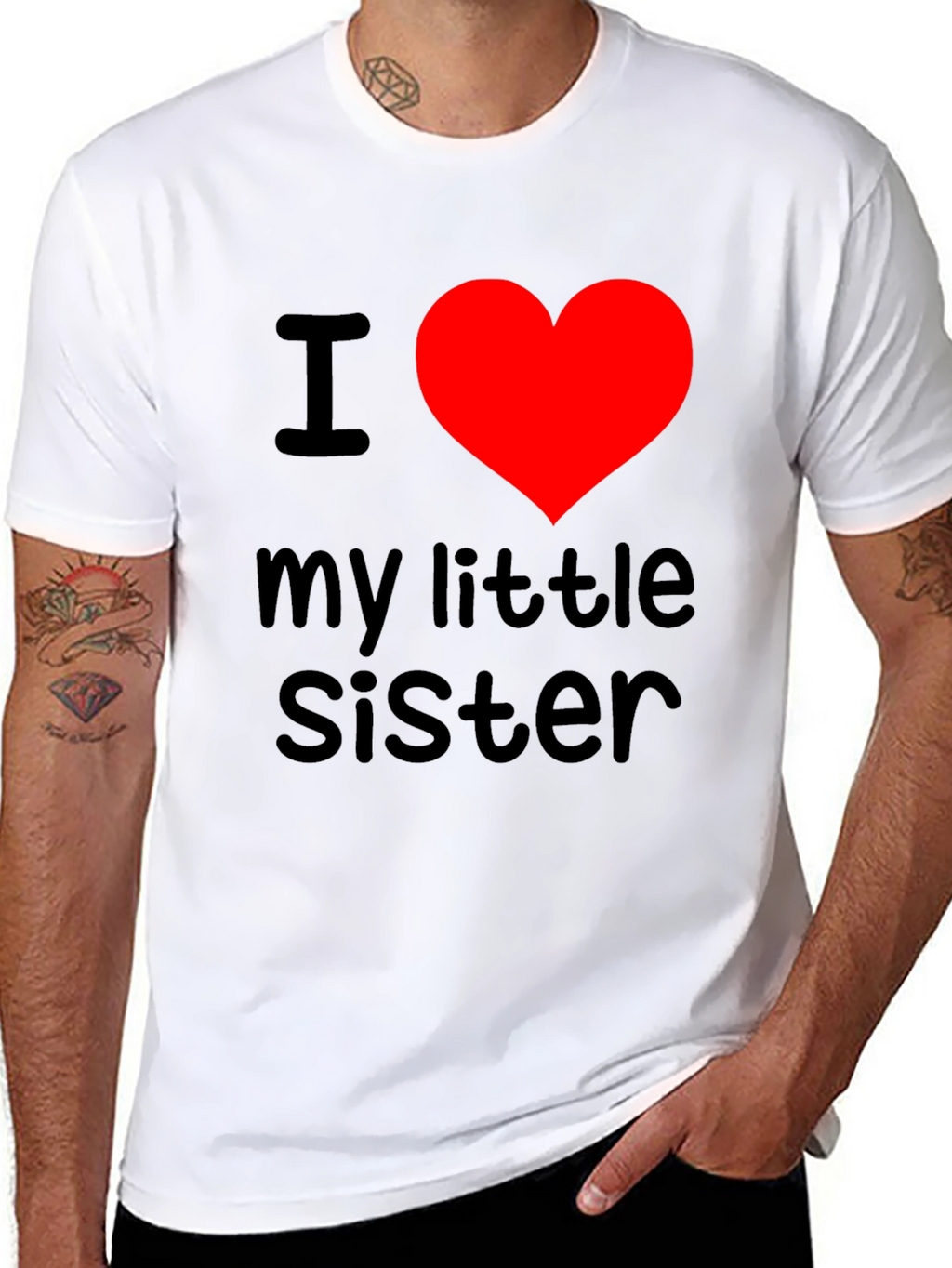 I Heart My Little Sister T-Shirt - Black