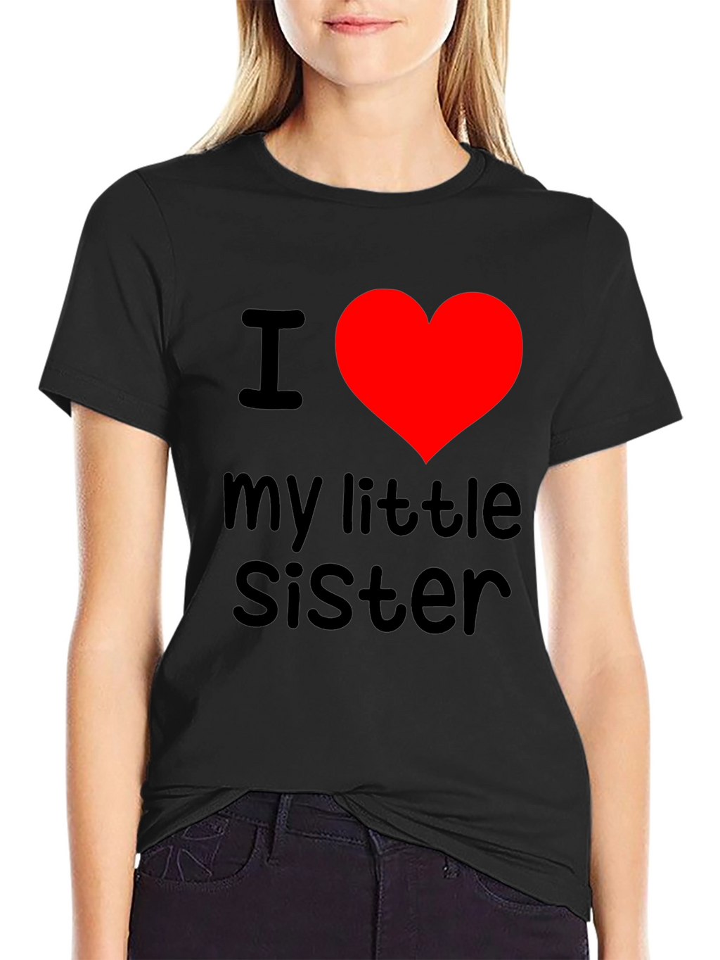I Heart My Little Sister T-Shirt - Black