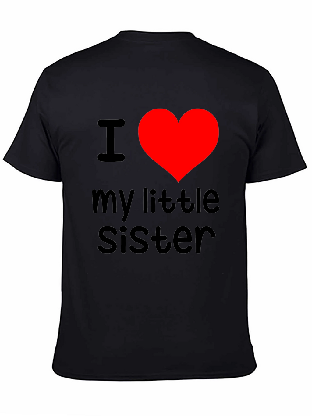 I Heart My Little Sister T-Shirt - Black