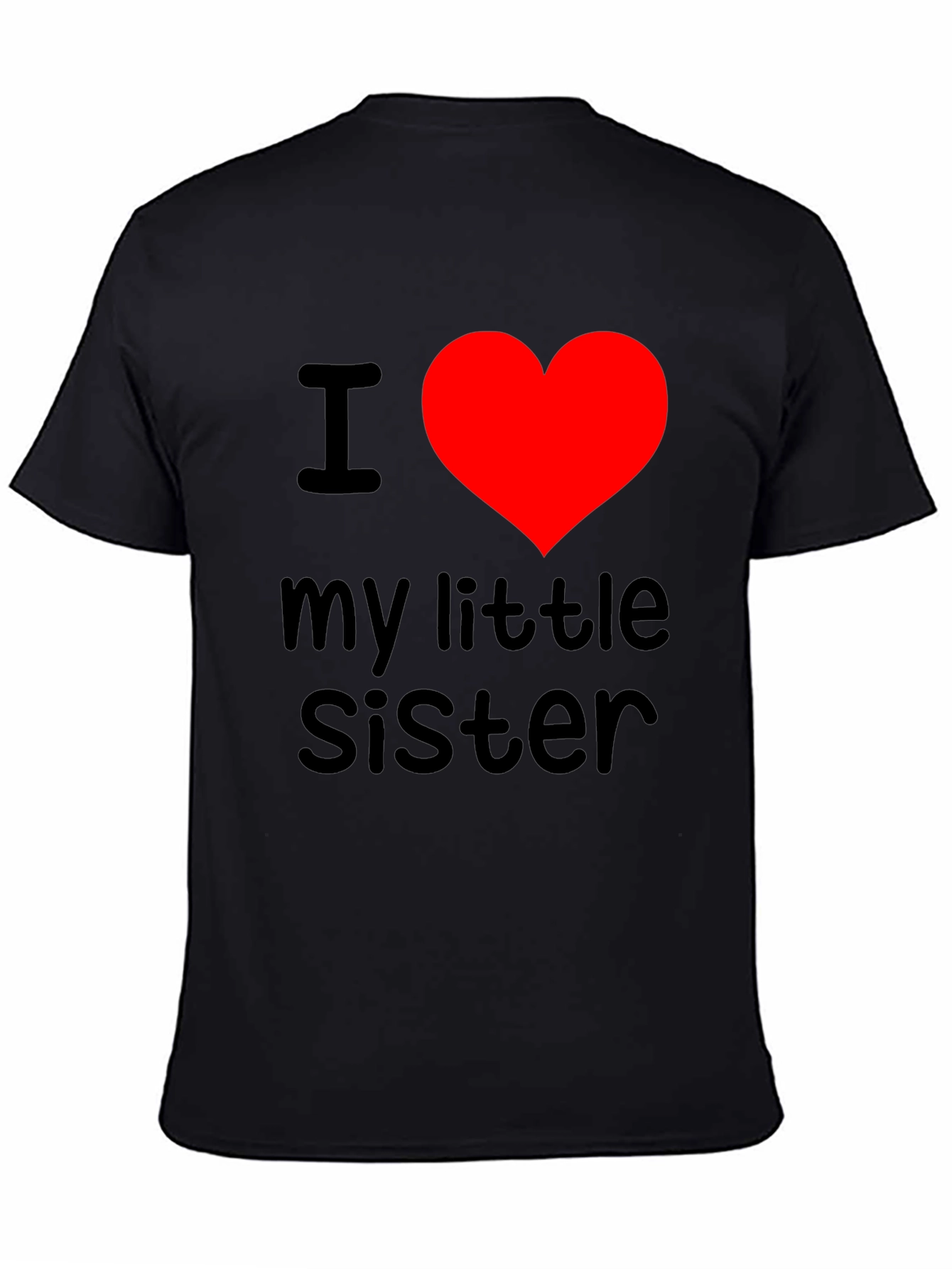 I Heart My Little Sister T-Shirt - Black