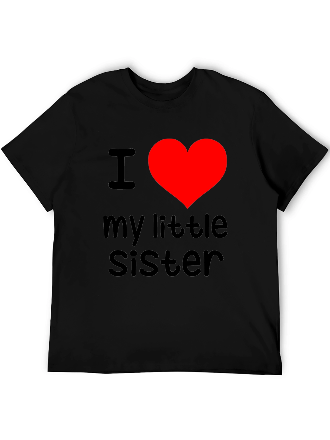 I Heart My Little Sister T-Shirt - Black
