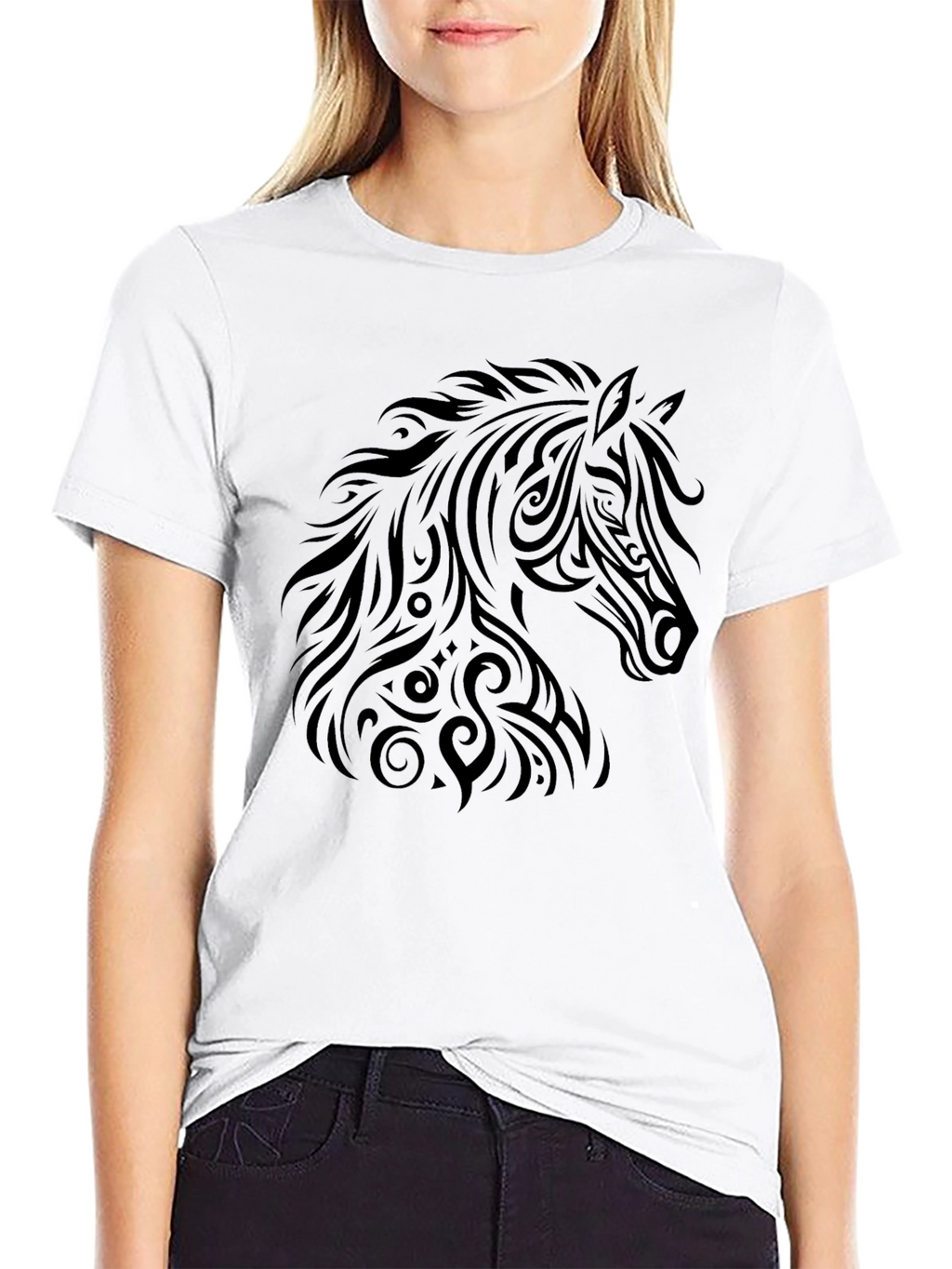 Tribal Horse Graphic Tee - Black