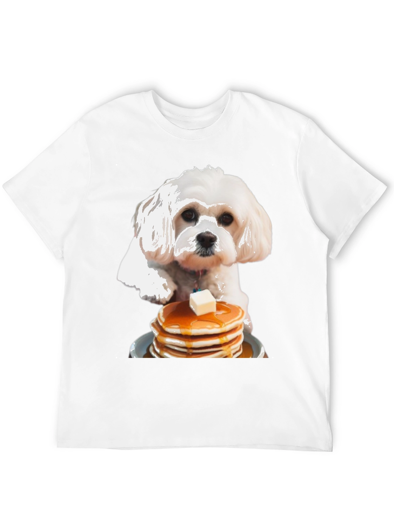 Dog and Pancakes Black Graphic T-Shirt