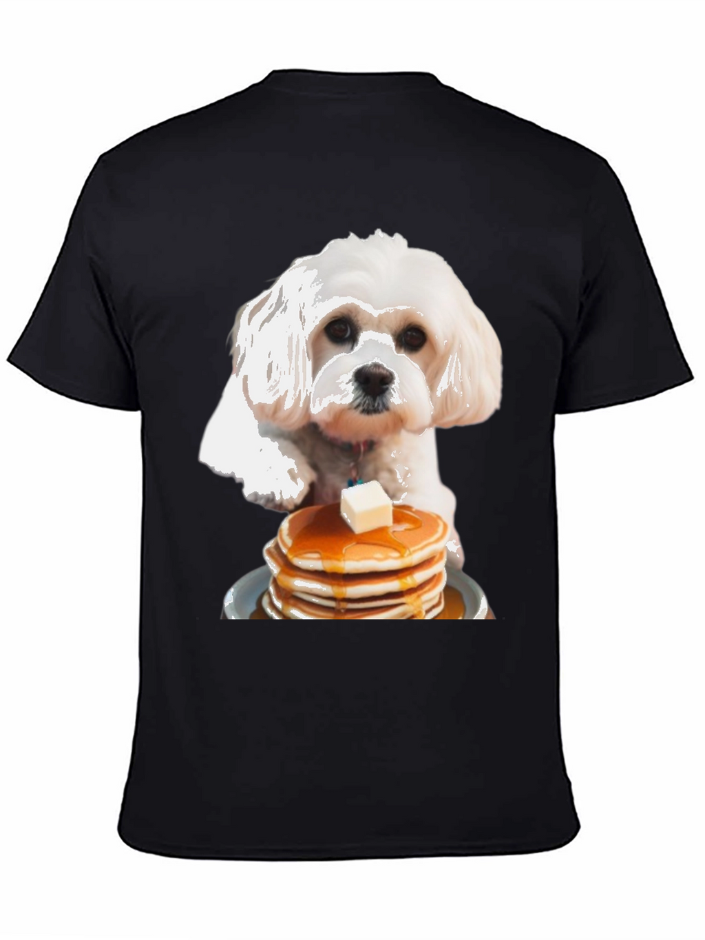 Dog and Pancakes Black Graphic T-Shirt