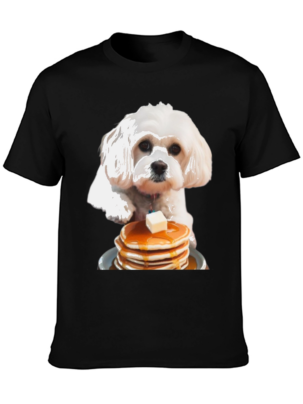 Dog and Pancakes Black Graphic T-Shirt