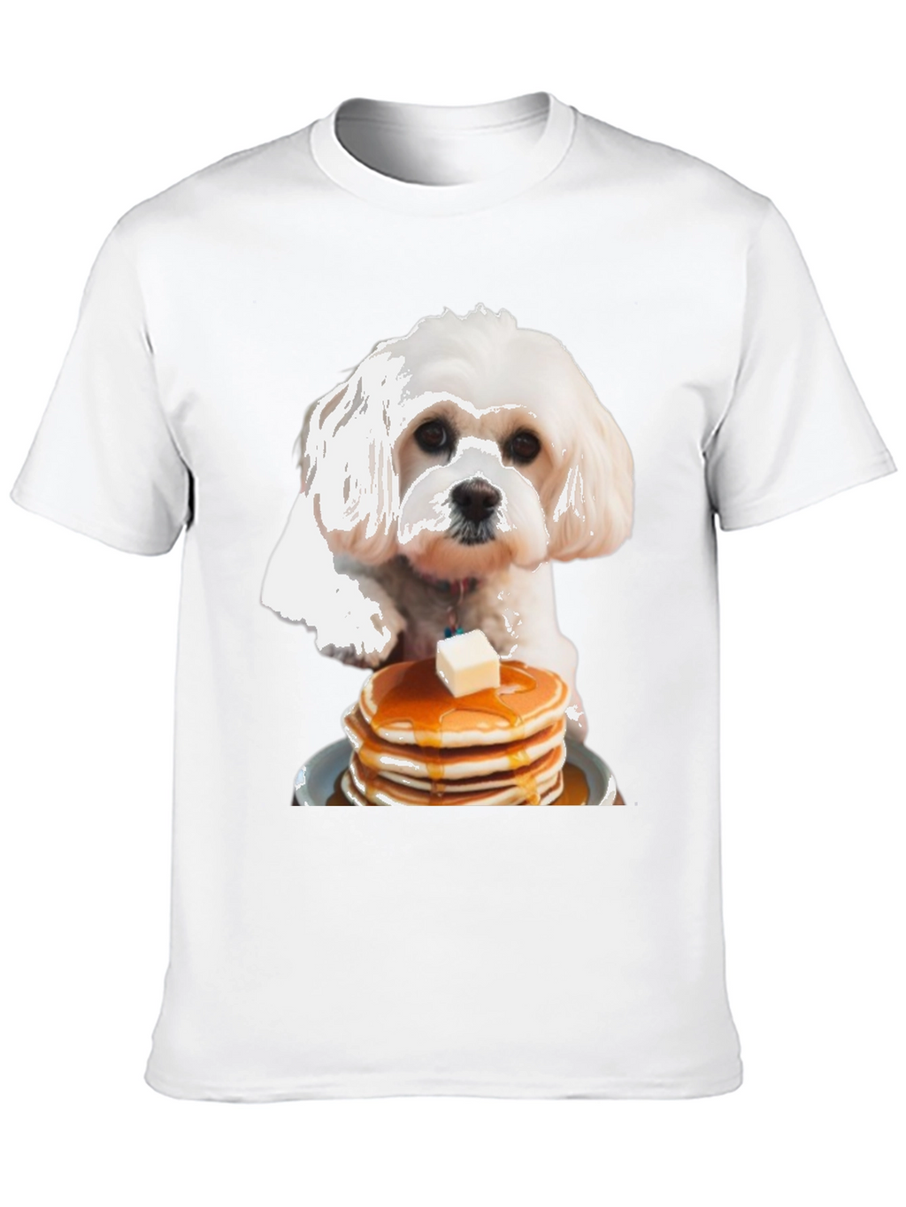 Dog and Pancakes Black Graphic T-Shirt