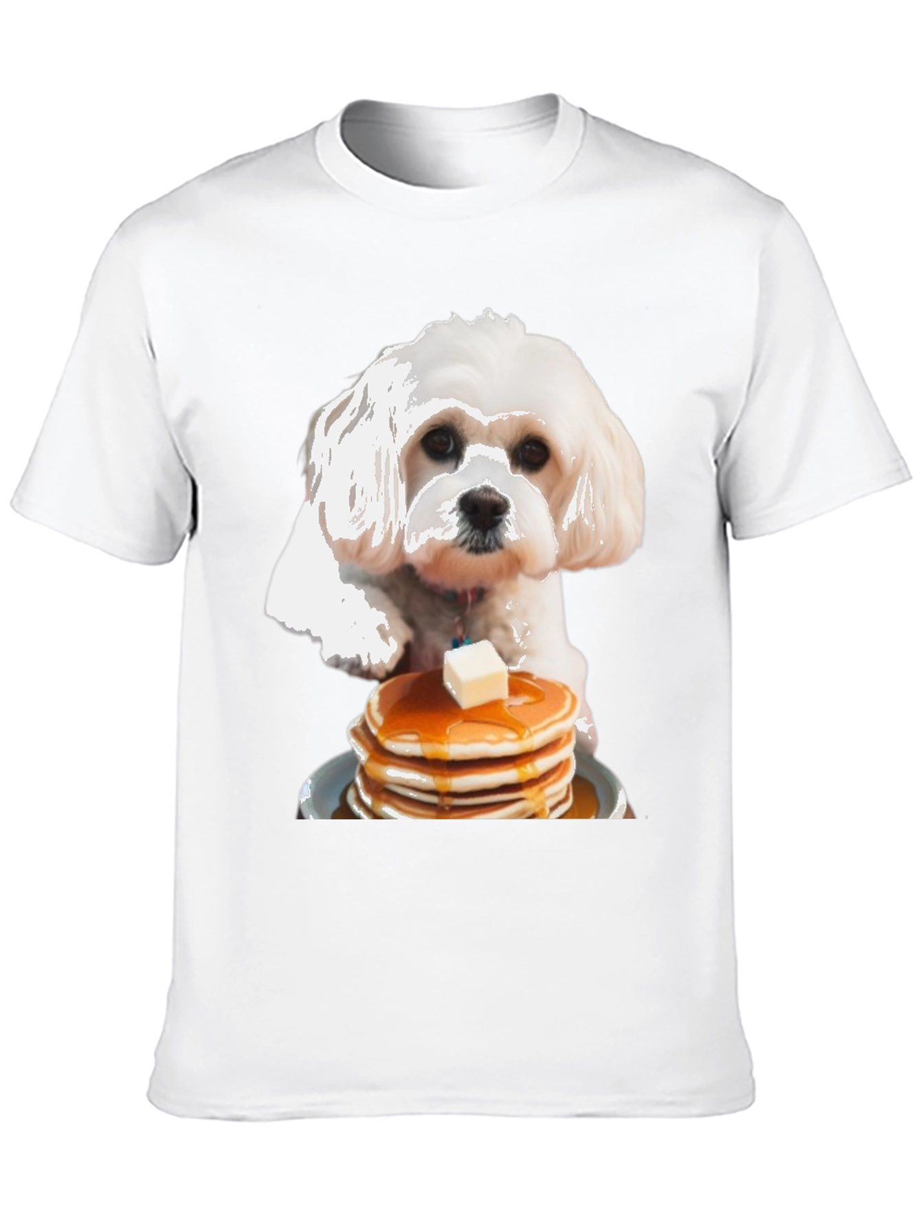 Dog and Pancakes Black Graphic T-Shirt