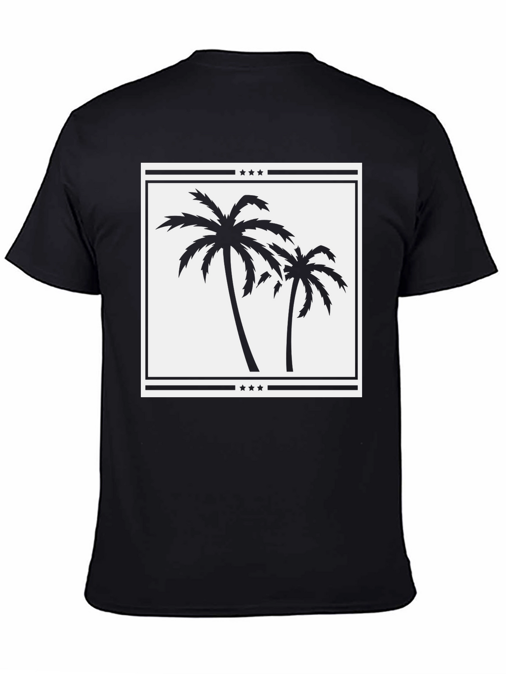 Palm Tree Graphic Tee - Black Cotton Casual Shirt