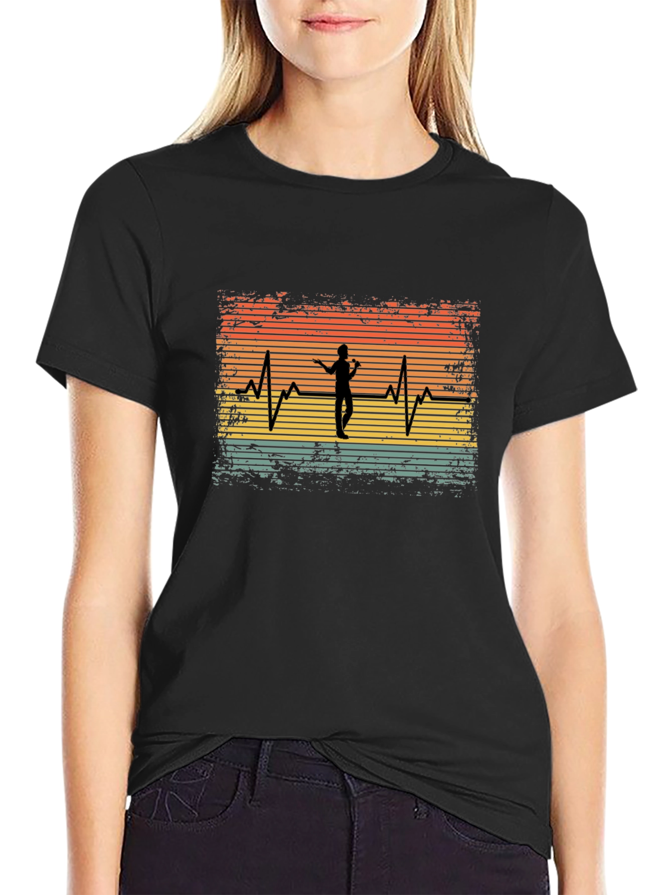 Singer Heartbeat Black Tee - Music Lover