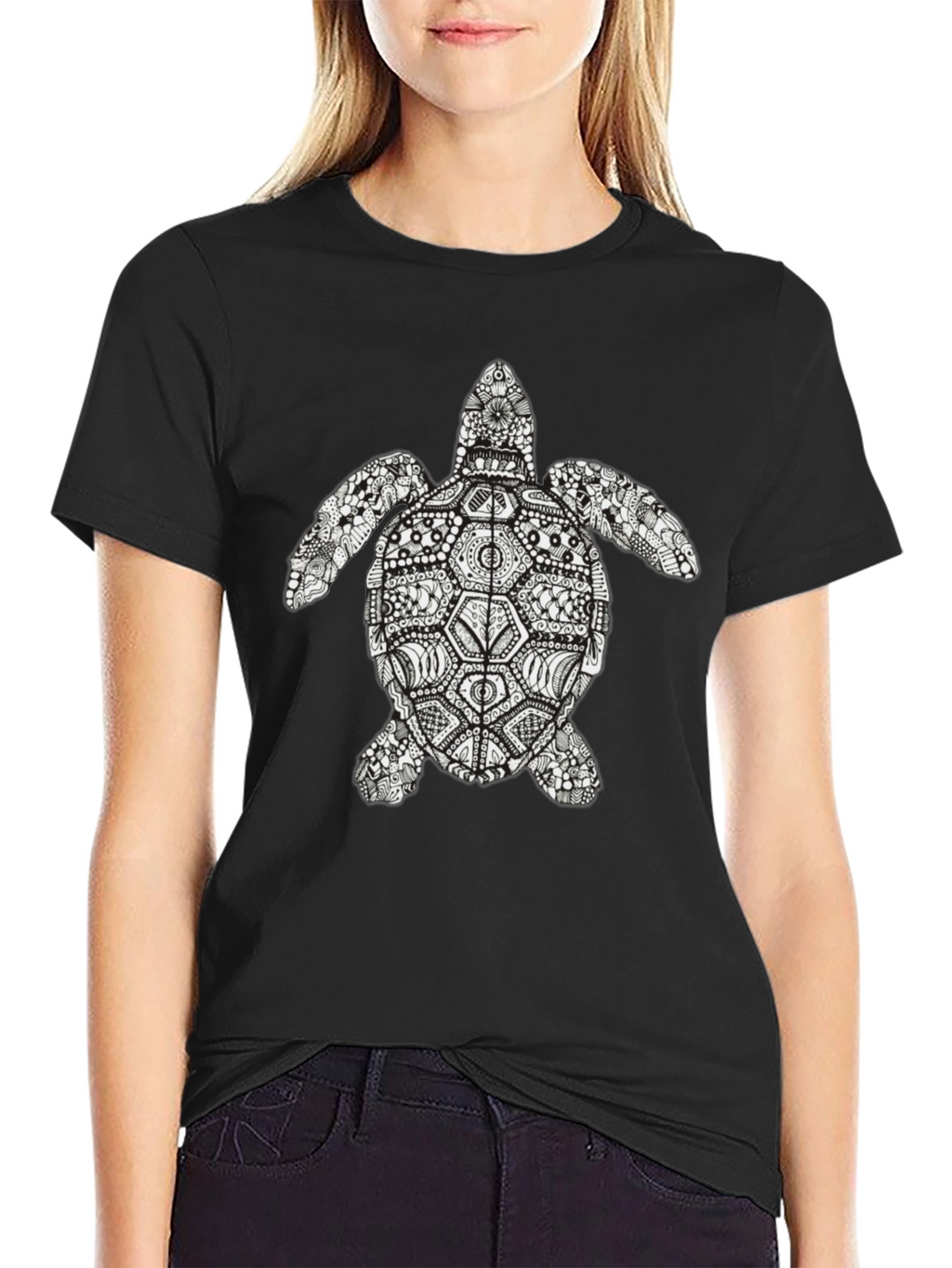 Turtle Graphic Tee - Black Short Sleeve