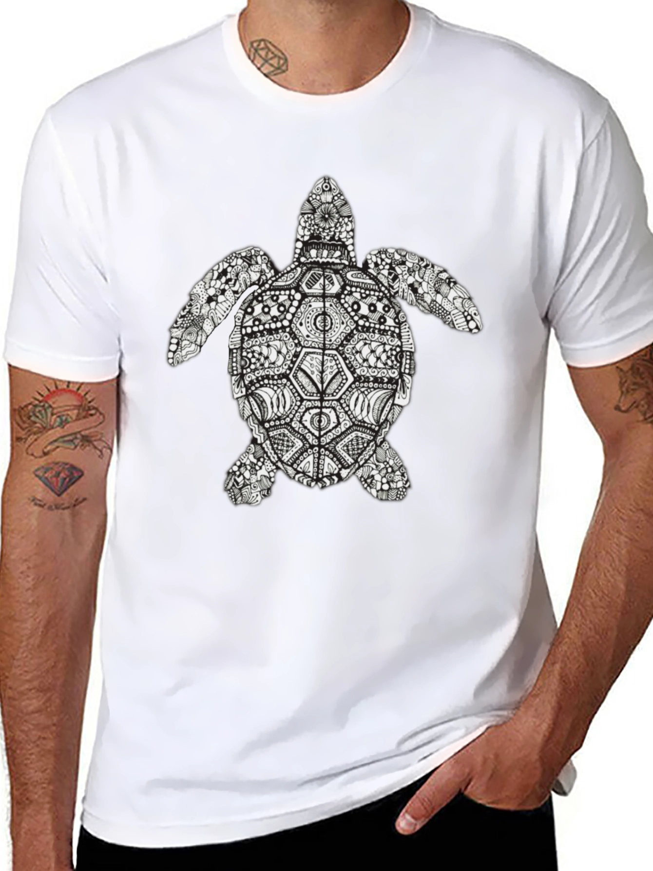 Turtle Graphic Tee - Black Short Sleeve