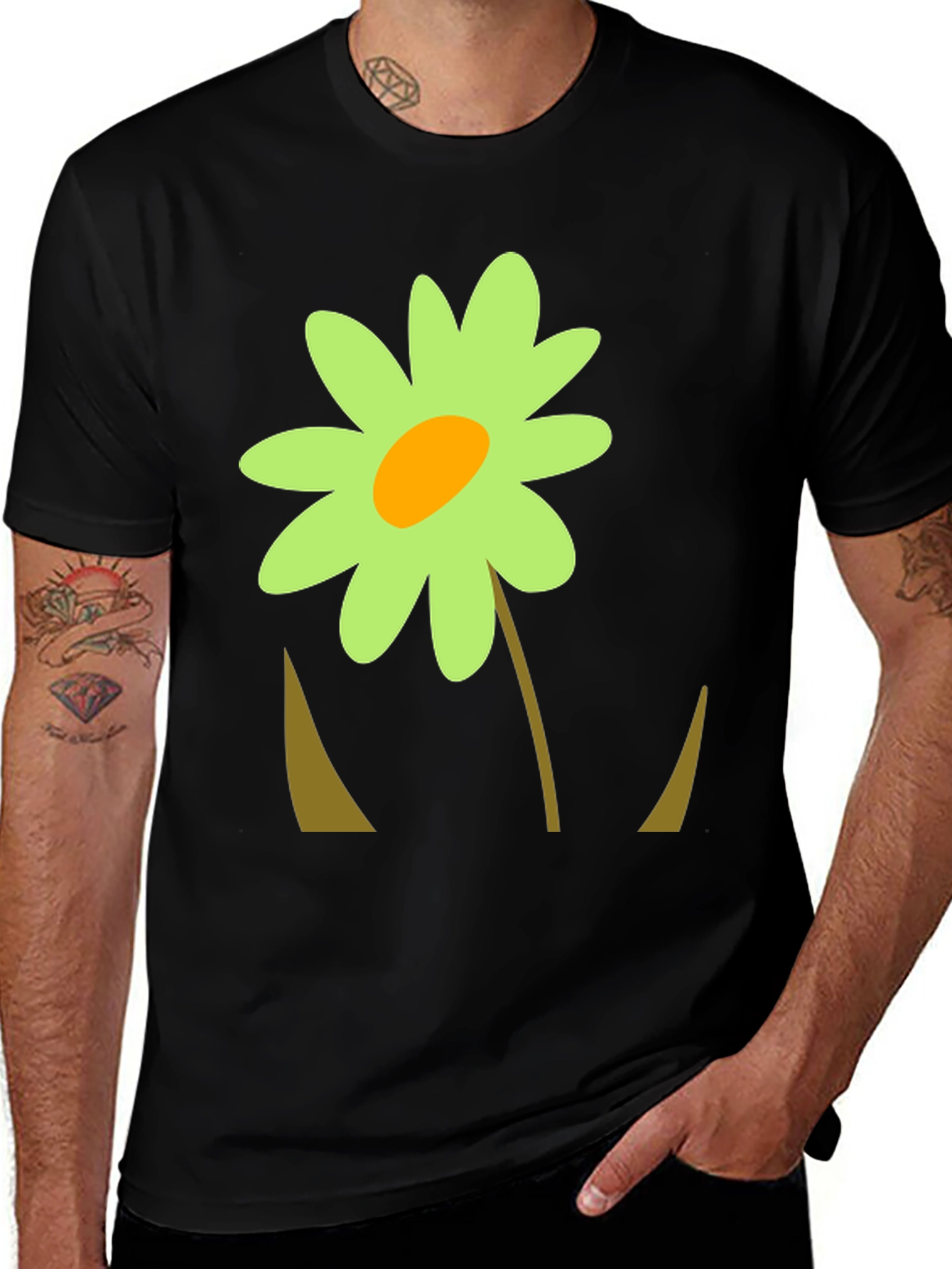 Flower Graphic Black T-Shirt