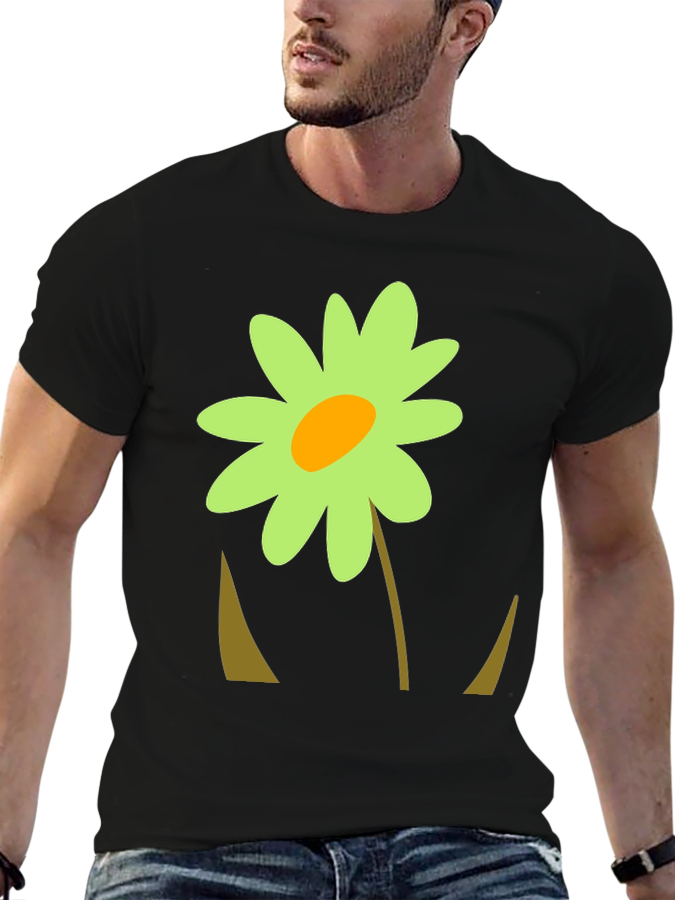 Flower Graphic Black T-Shirt