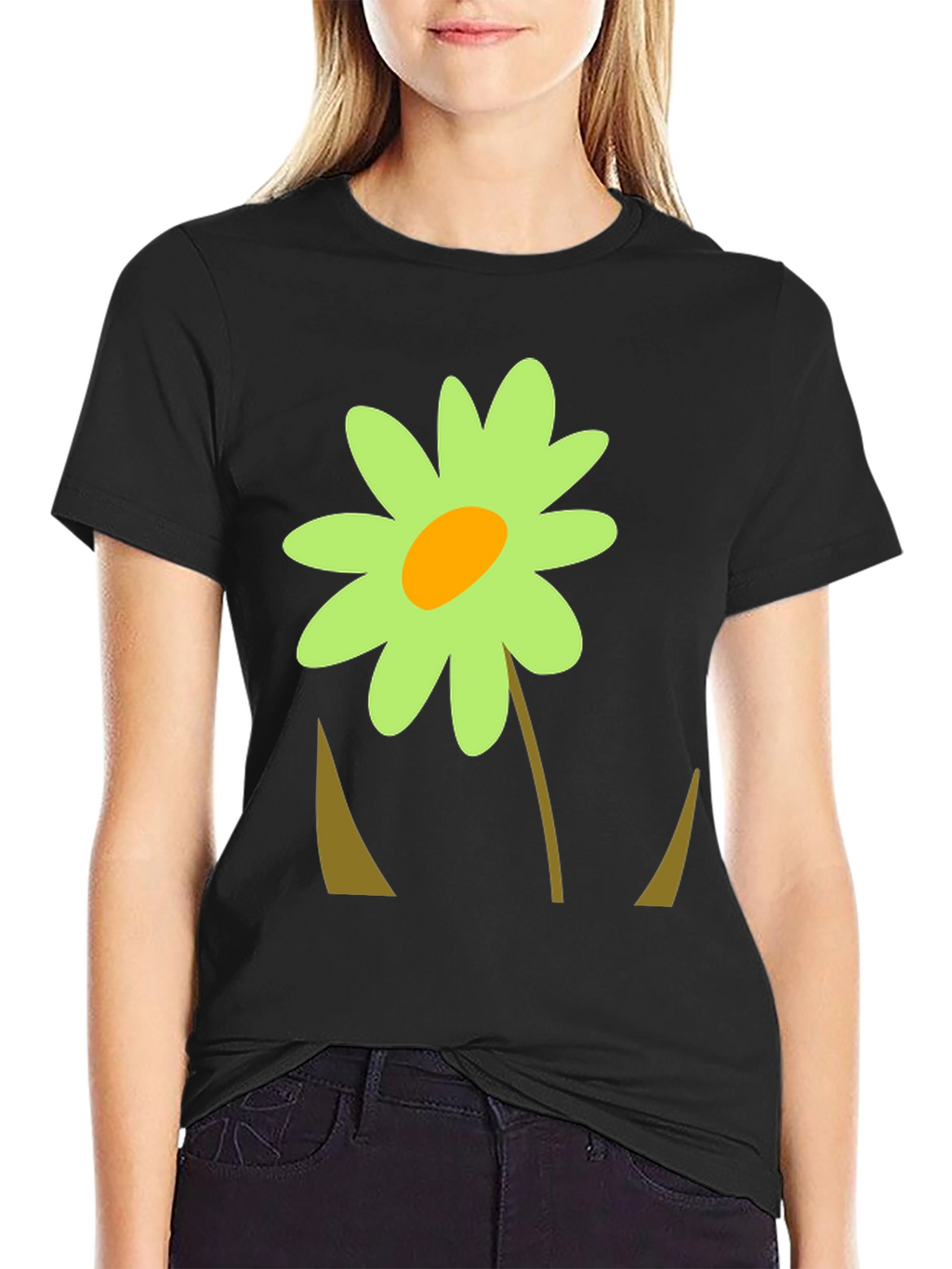 Flower Graphic Black T-Shirt
