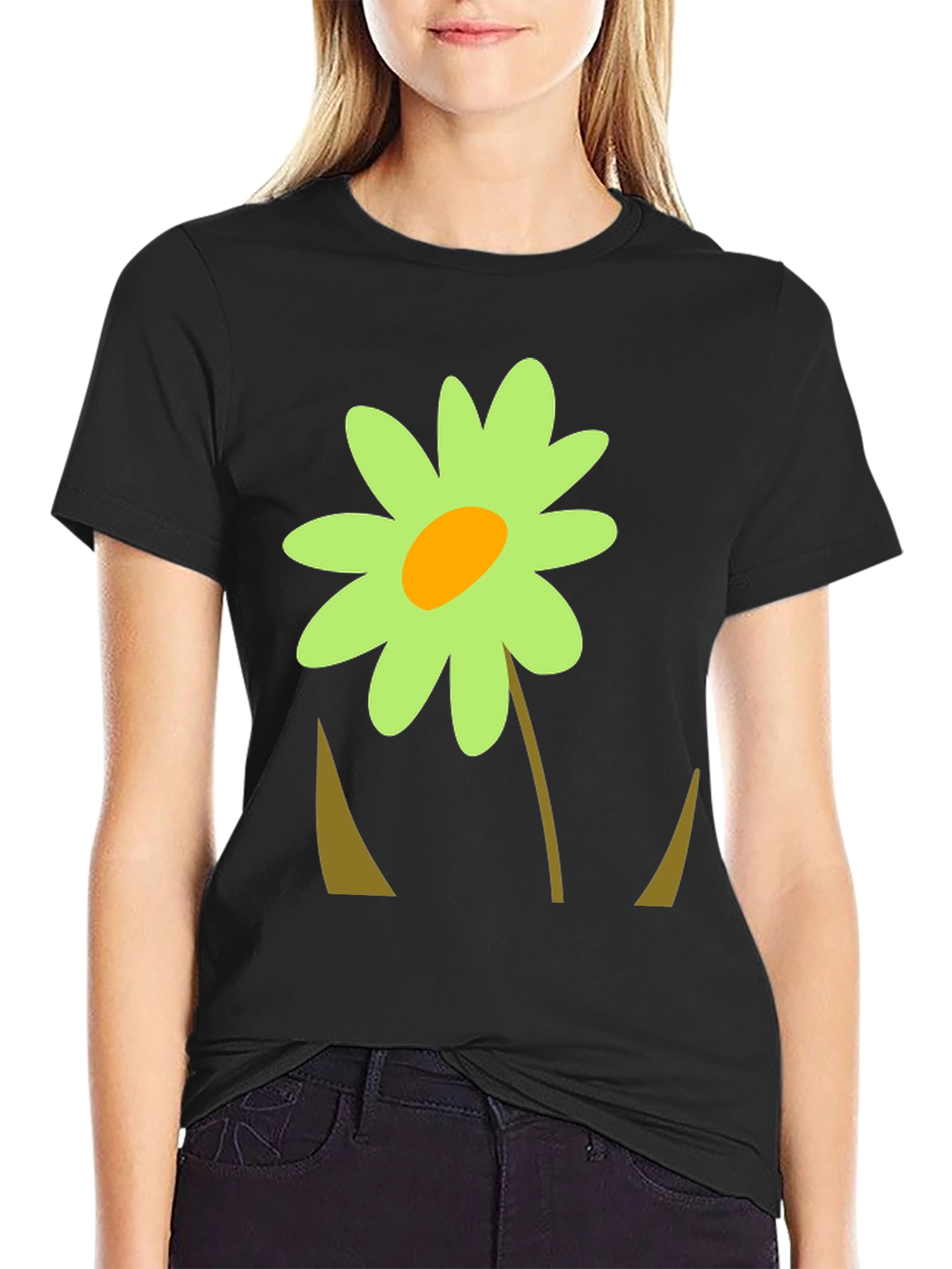 Flower Graphic Black T-Shirt
