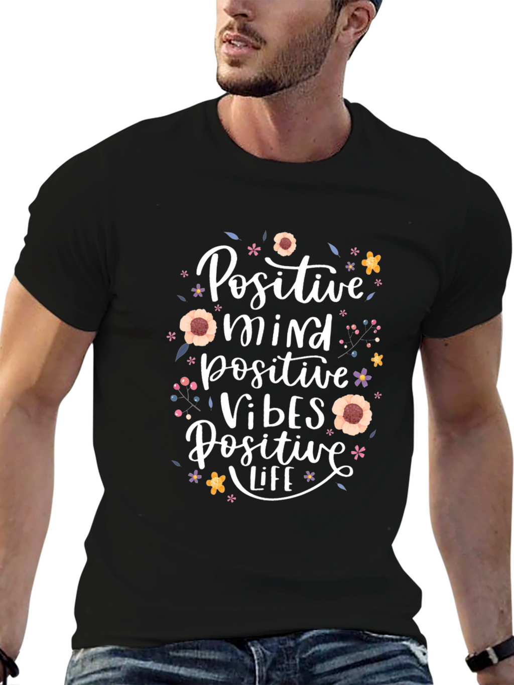 Positive Mind Vibes Life Black T-Shirt