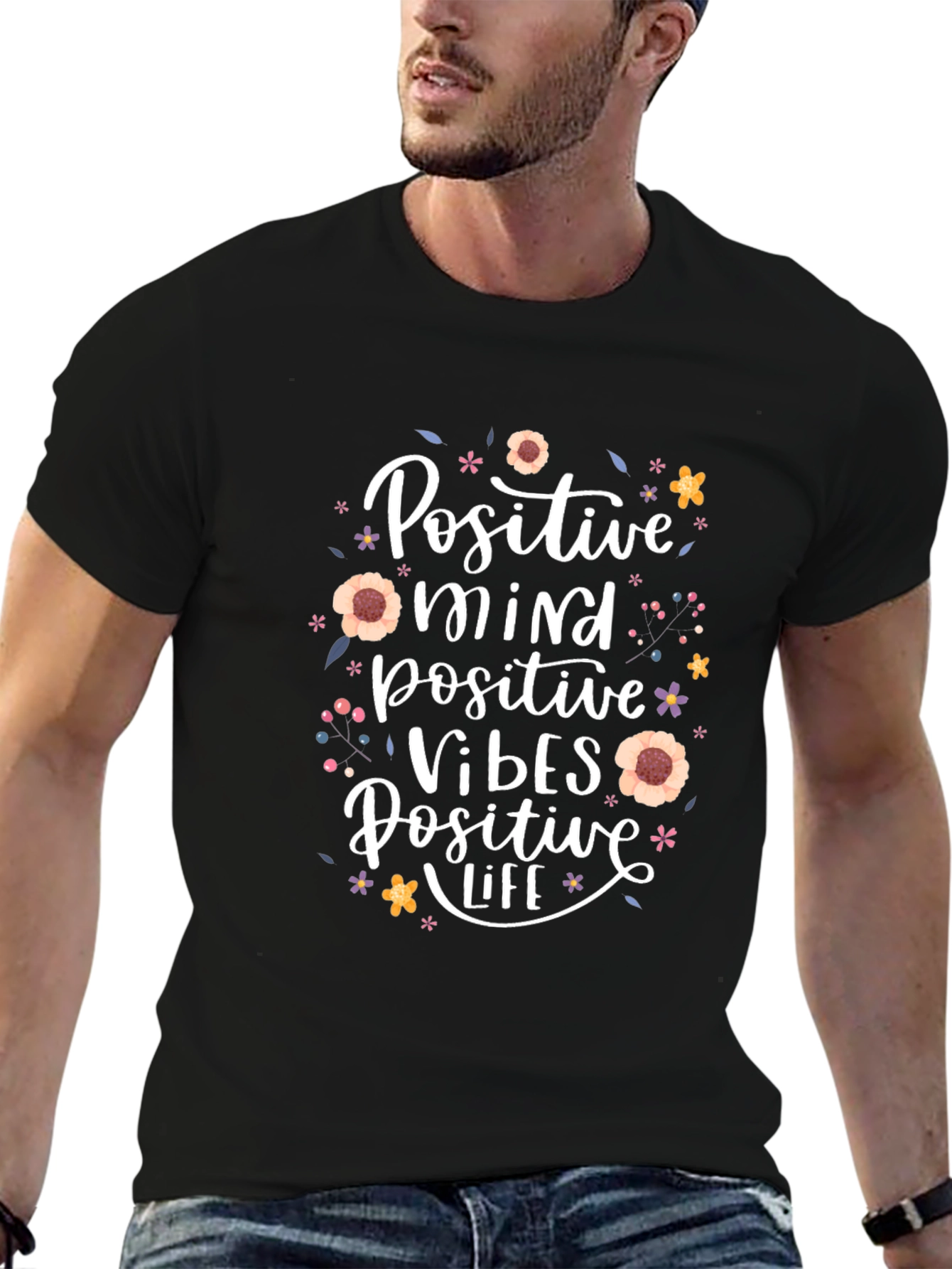 Positive Mind Vibes Life Black T-Shirt