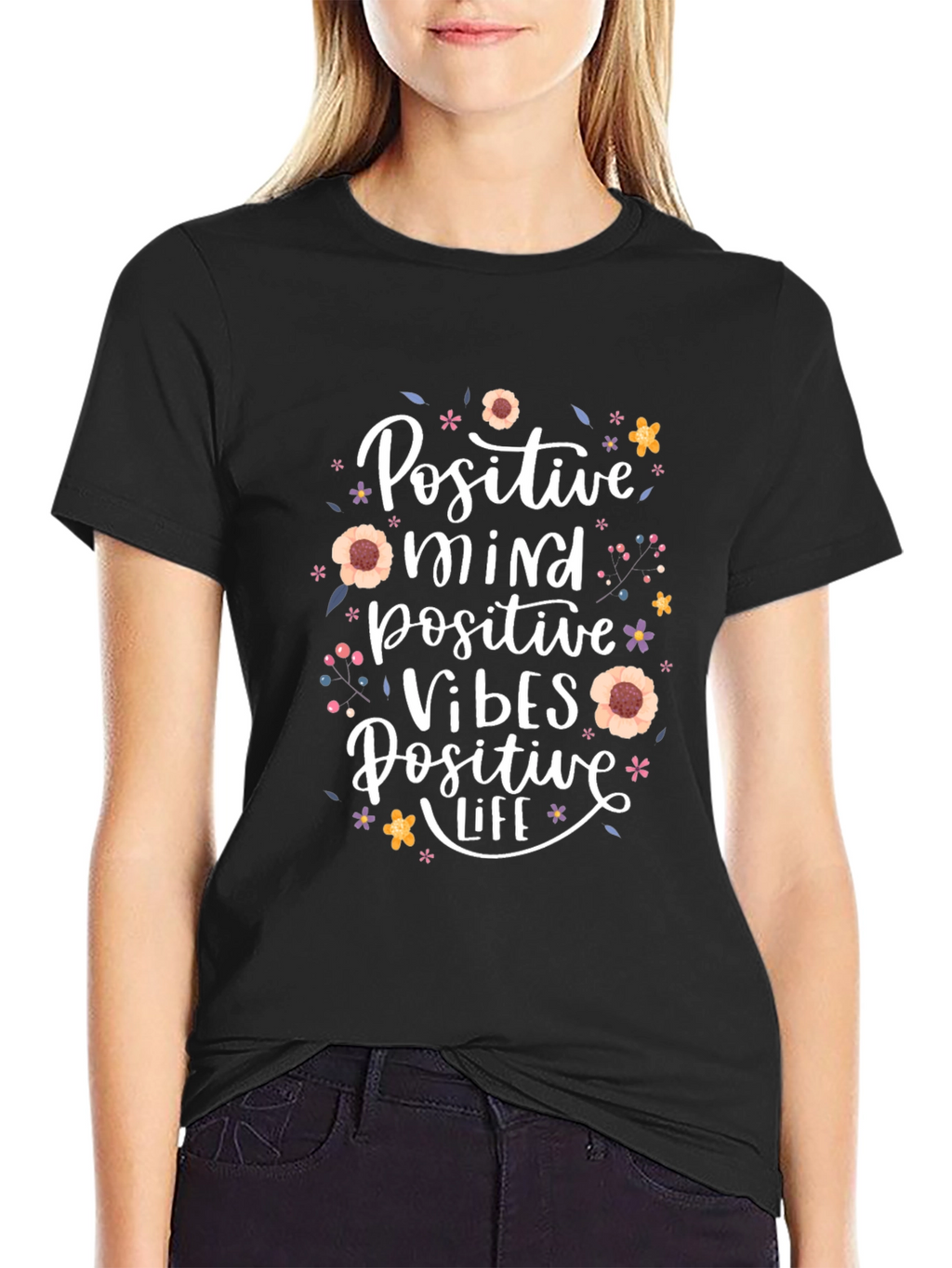 Positive Mind Vibes Life Black T-Shirt