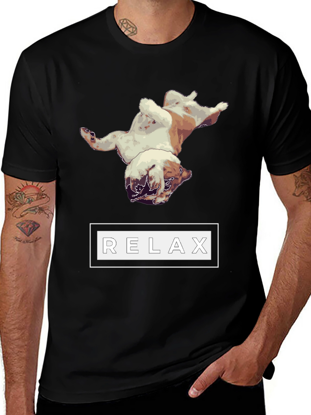 Relaxing Bulldog Graphic Tee - Black
