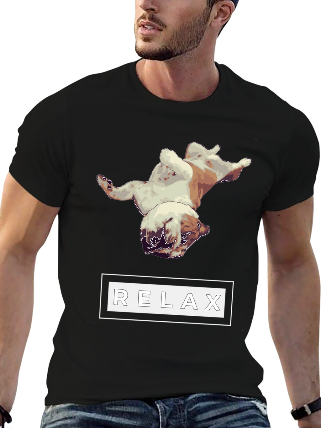 Relaxing Bulldog Graphic Tee - Black