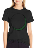 Minimalist Green Crescent Moon Graphic Tee