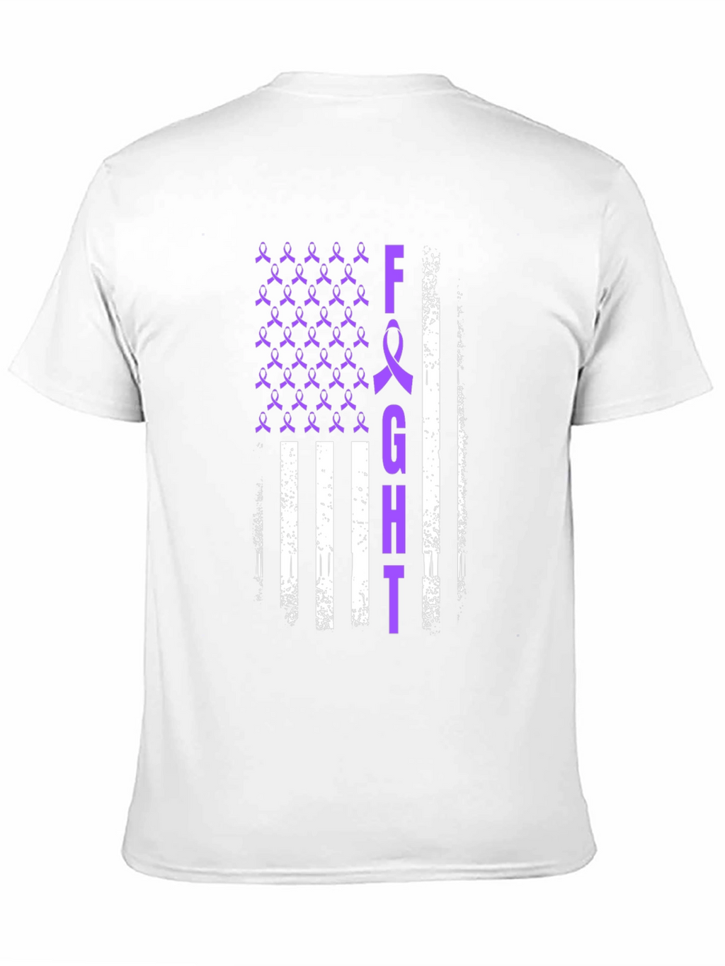 Fight T-Shirt Purple Ribbon American Flag Design