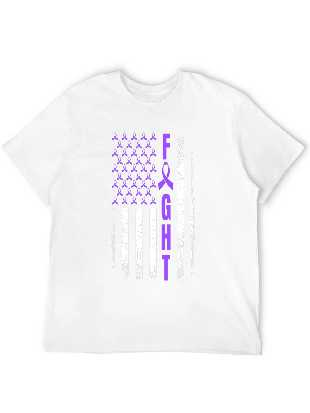 Fight T-Shirt Purple Ribbon American Flag Design