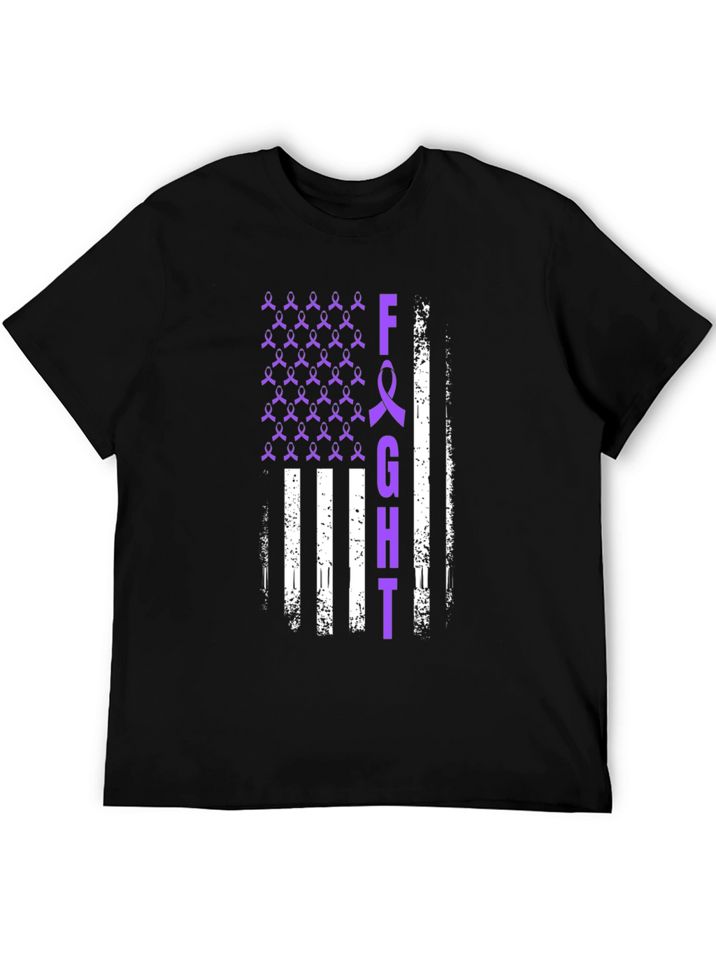 Fight T-Shirt Purple Ribbon American Flag Design