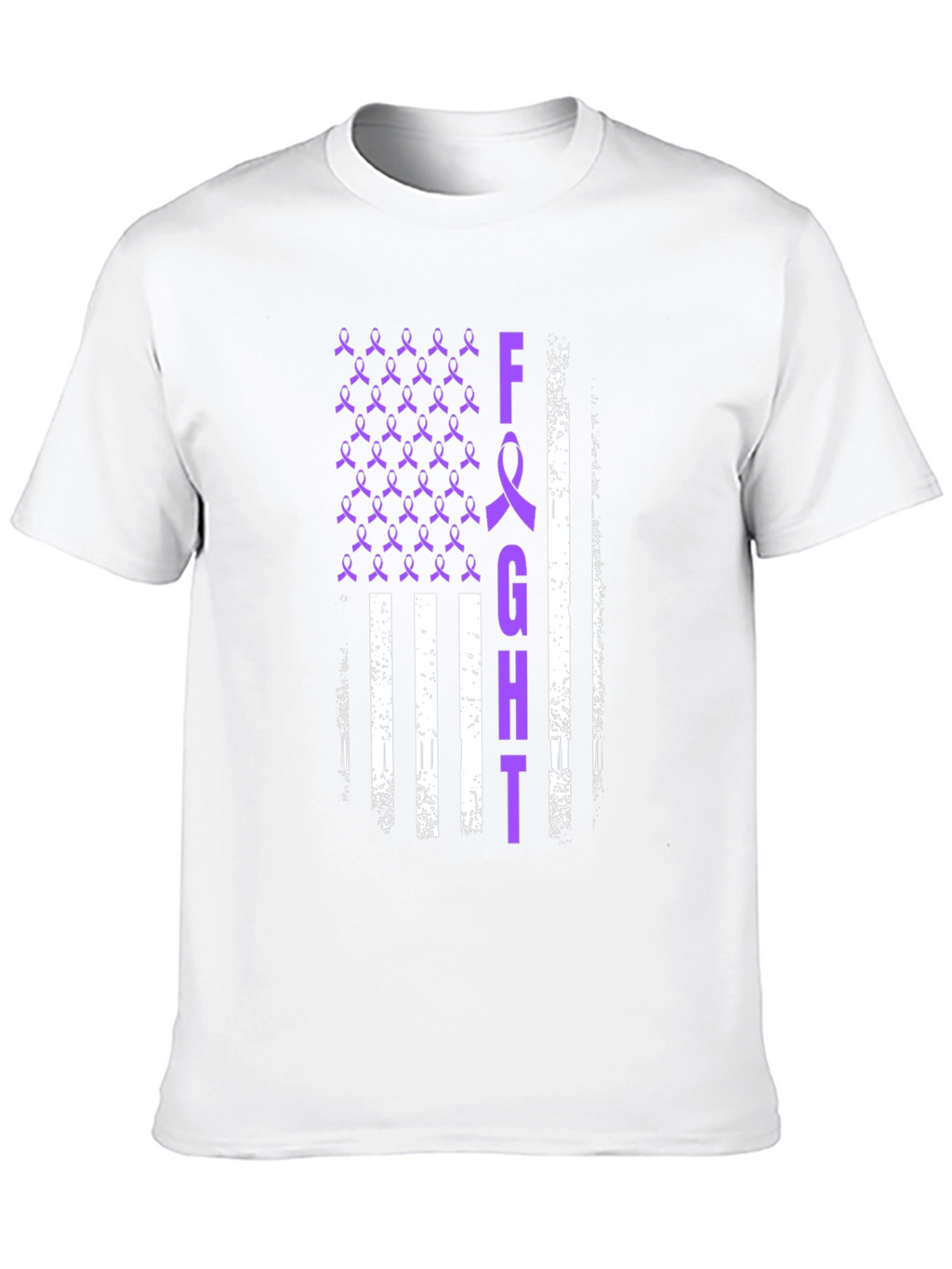 Fight T-Shirt Purple Ribbon American Flag Design
