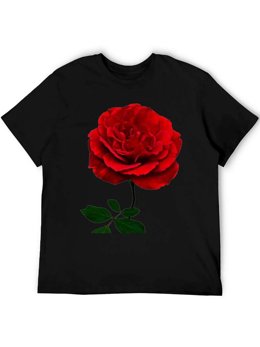 Red Rose Graphic Print Black T-Shirt