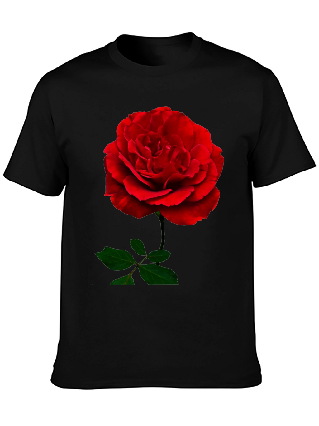 Red Rose Graphic Print Black T-Shirt