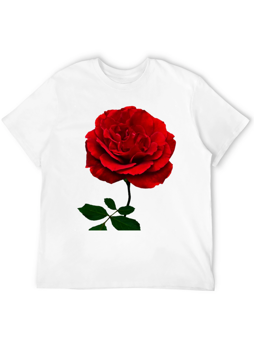 Red Rose Graphic Print Black T-Shirt