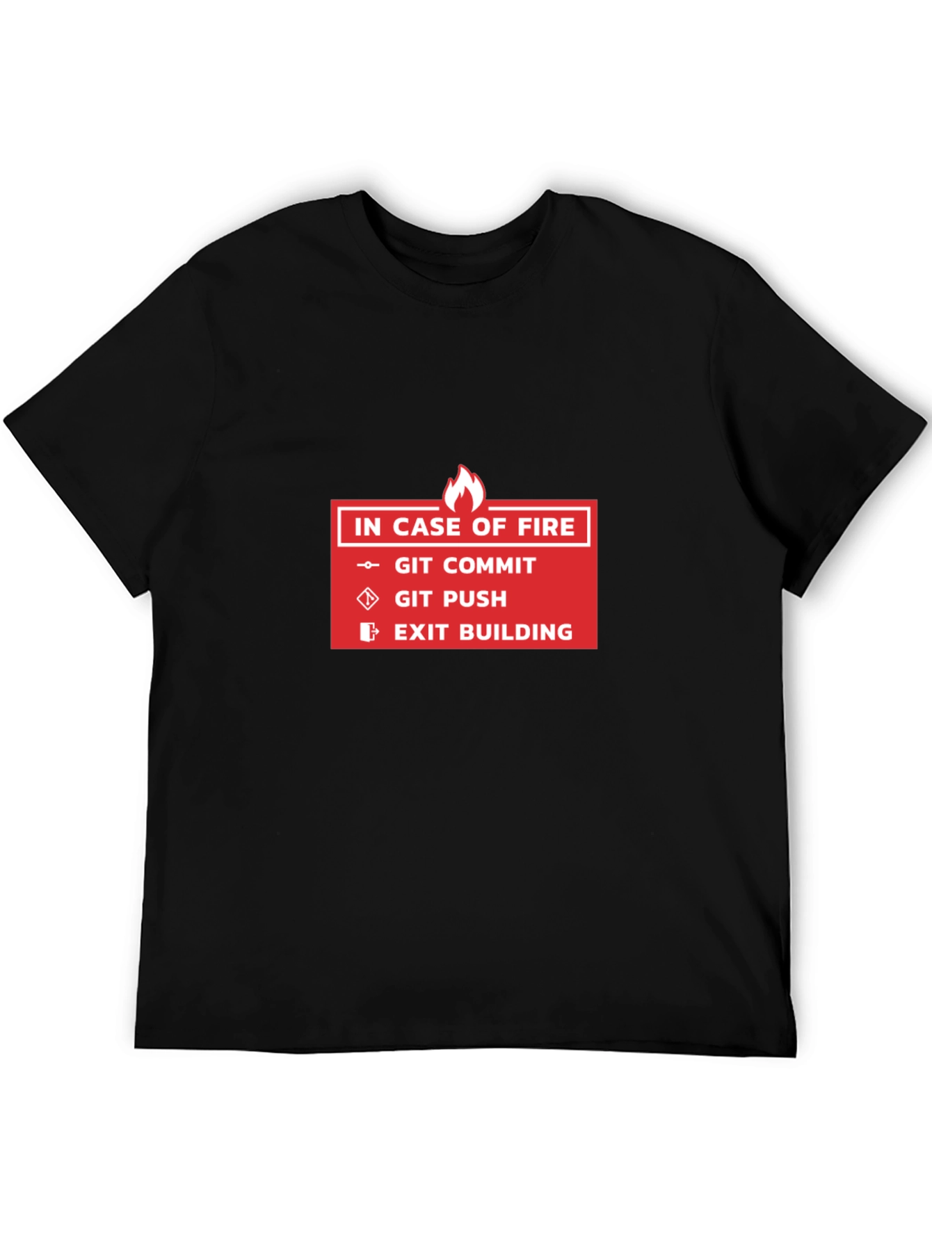 Programmer Humor T-Shirt - Git Commit Push Exit Building