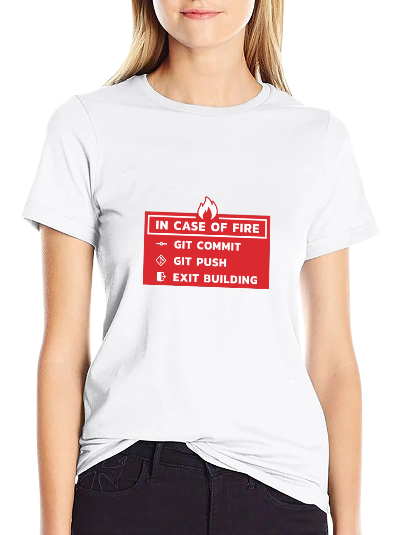 Programmer Humor T-Shirt - Git Commit Push Exit Building