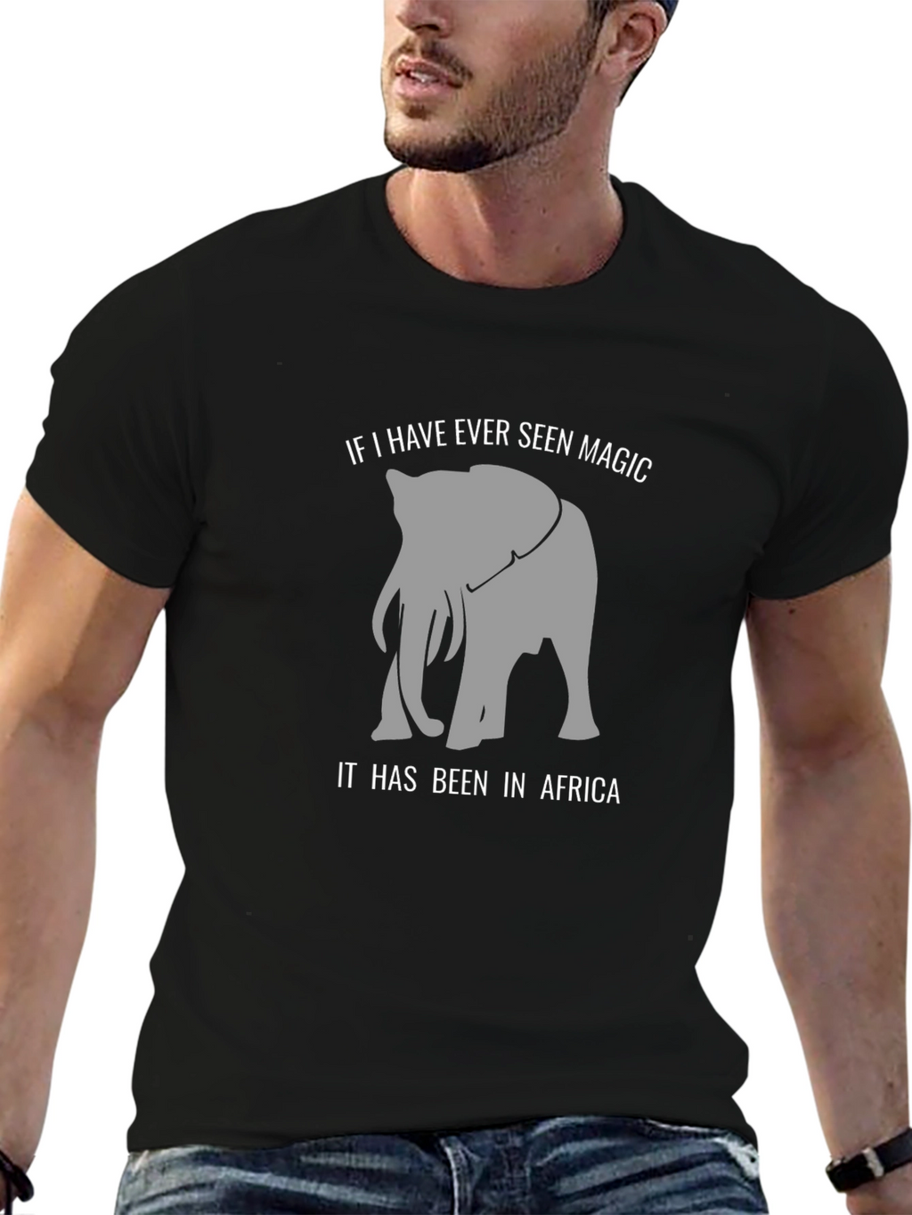 Elephant Africa Magic Graphic Tee - Black Cotton T-Shirt