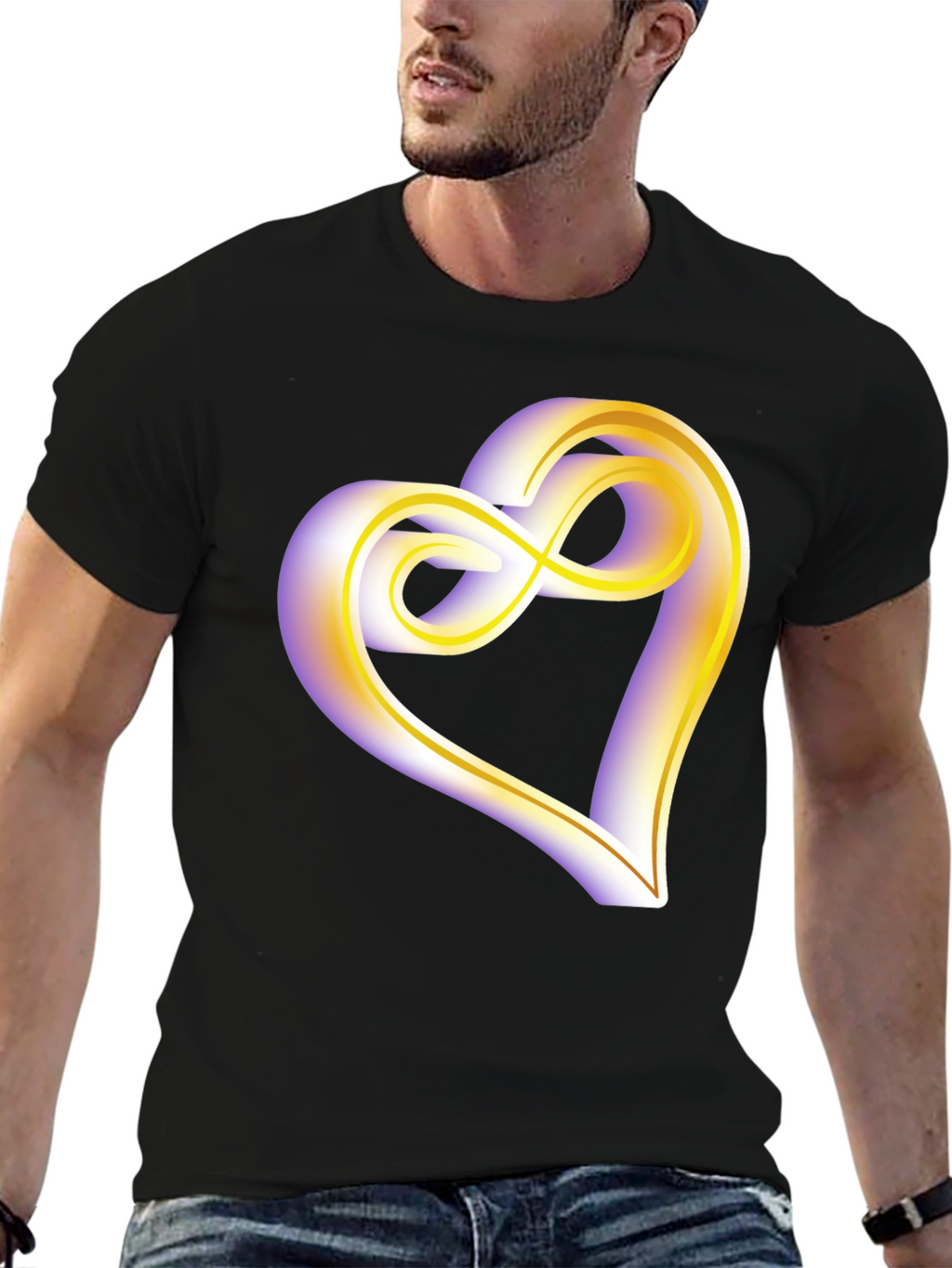 Heart Infinity Symbol Graphic Tee - Soft Black Cotton