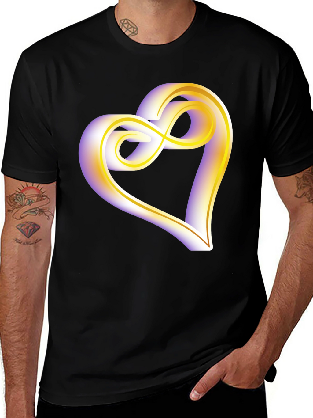 Heart Infinity Symbol Graphic Tee - Soft Black Cotton