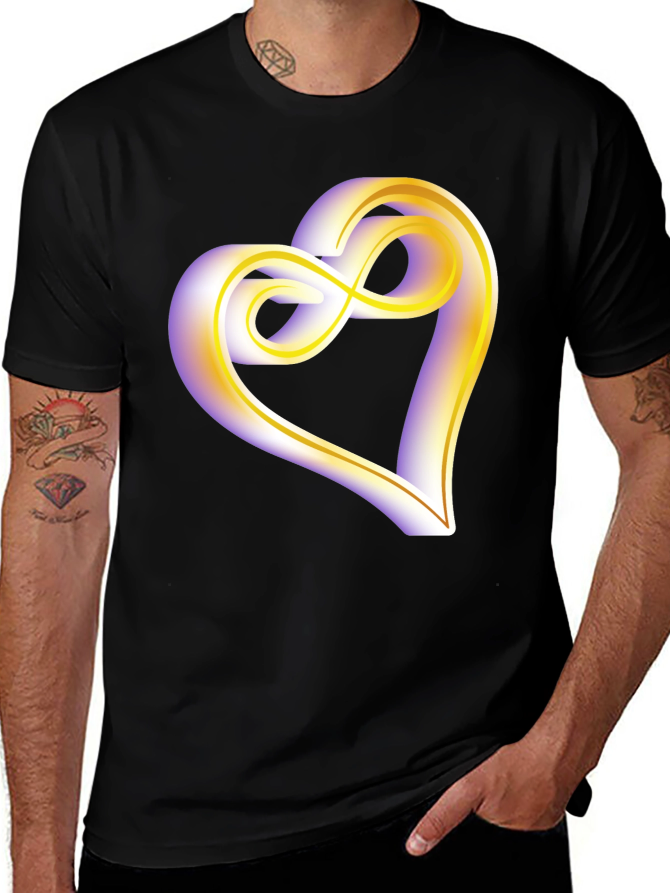 Heart Infinity Symbol Graphic Tee - Soft Black Cotton