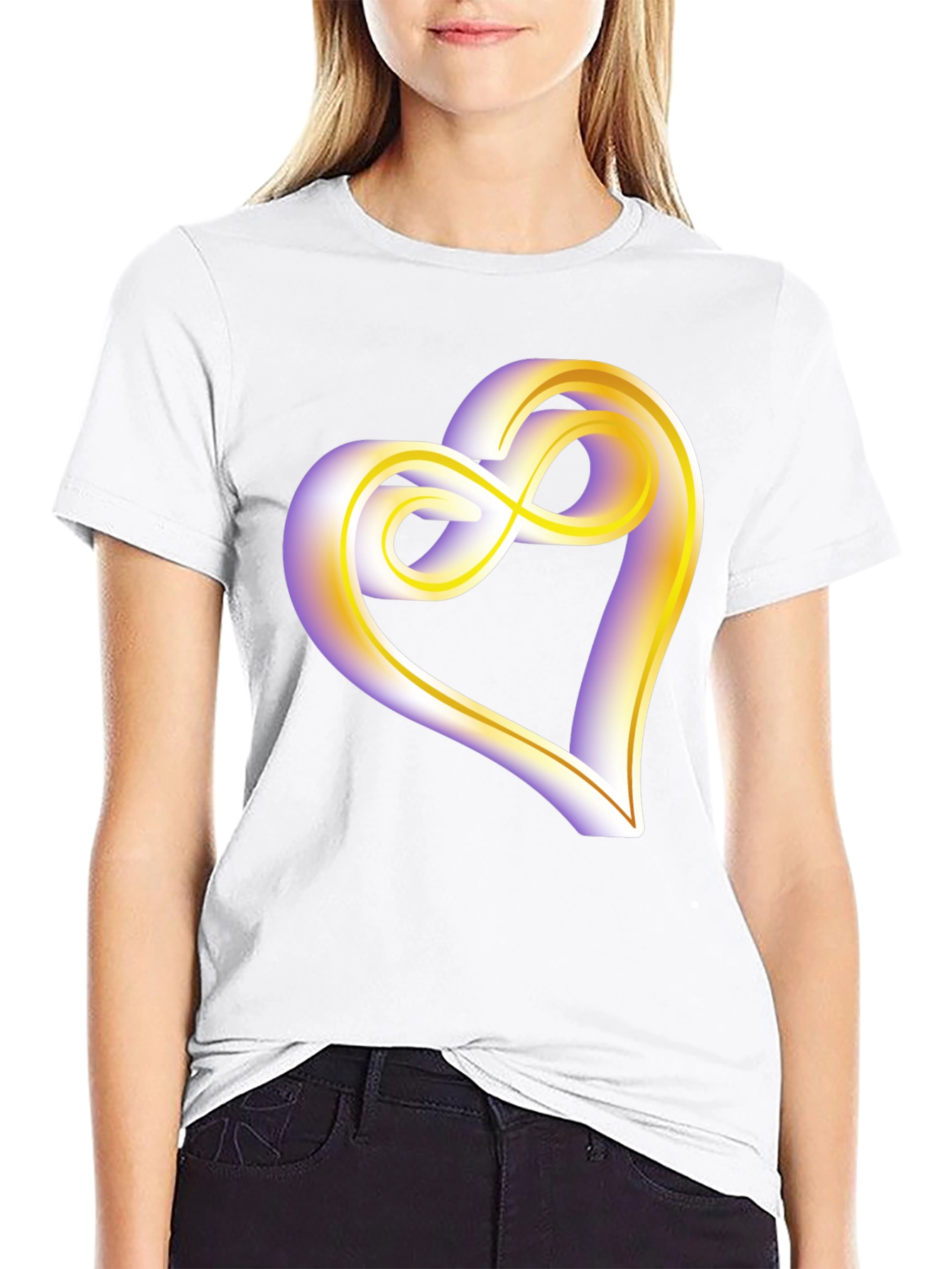 Heart Infinity Symbol Graphic Tee - Soft Black Cotton