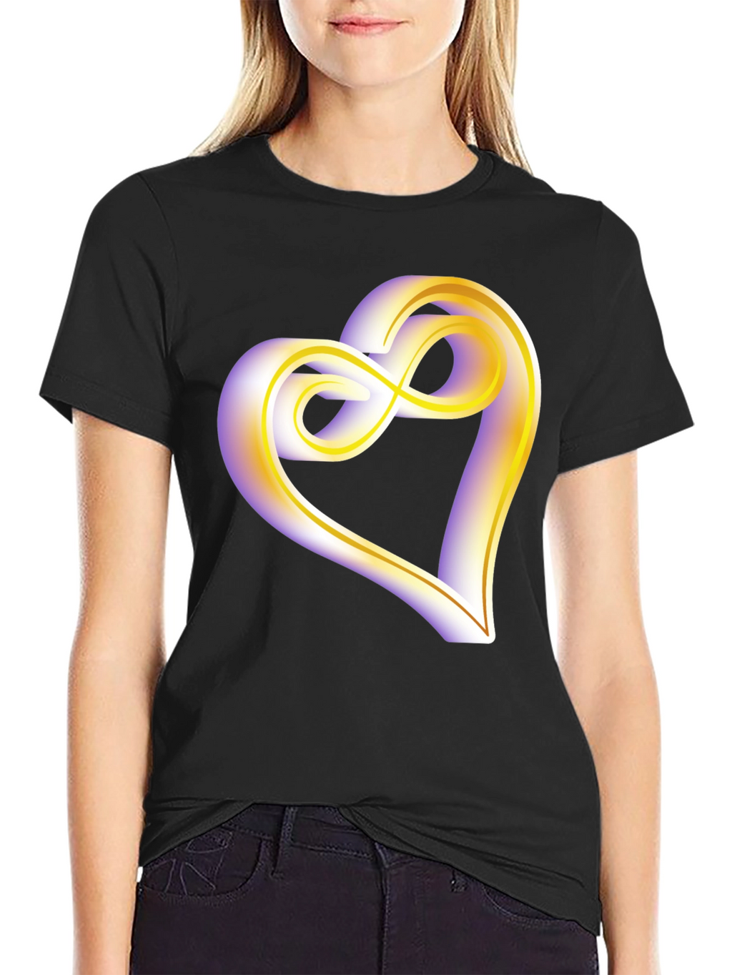 Heart Infinity Symbol Graphic Tee - Soft Black Cotton